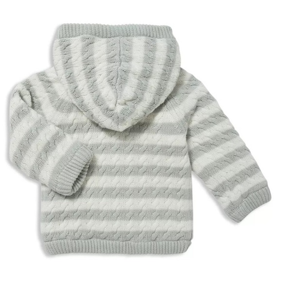 Angel Dear Sherpa Zipper Jacket with Hood in grey/white 0-6m - Picture 2 of 5